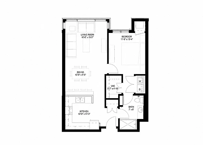 Floor plan One Bedroom - G