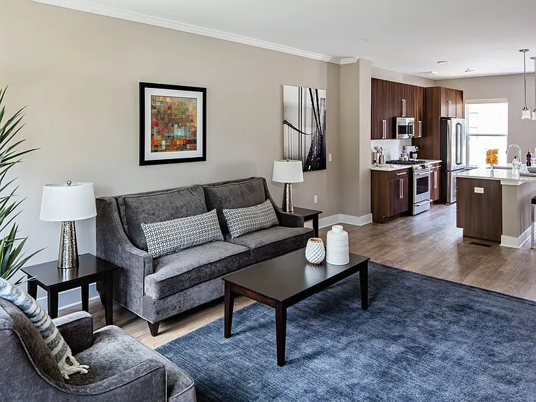 Townhome Signature Collection Living room with hard surface plank flooring throughout
