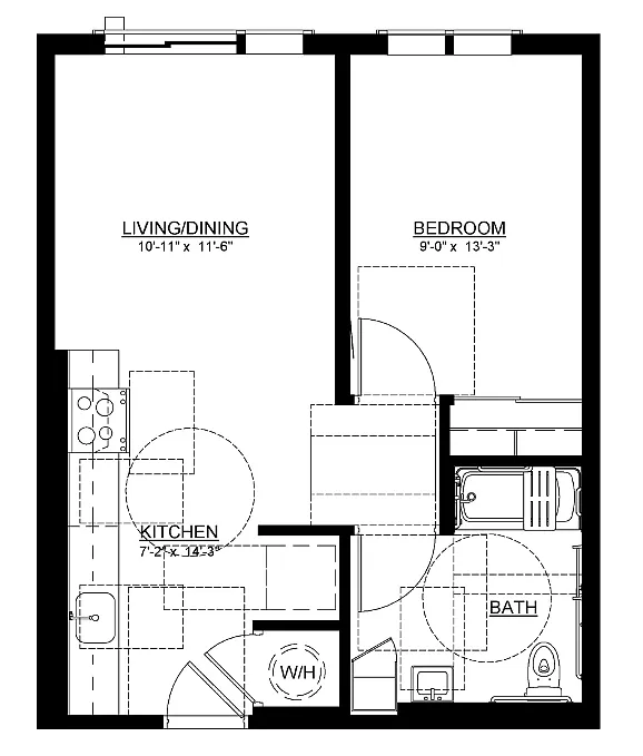 Floor plan 1 Bedroom ADA