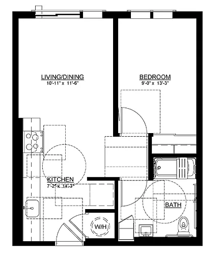 Floor plan 1 Bedroom ADA