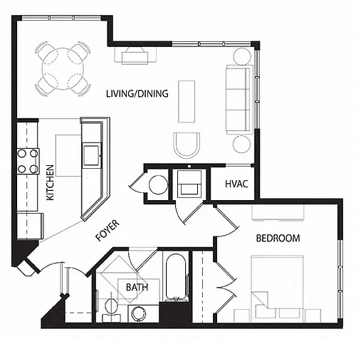 Floor plan One Bedroom-D