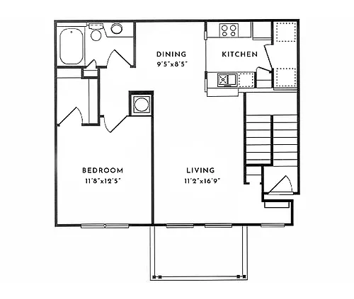 Floor plan 1BR 1BA (897sf)