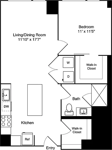 Floor plan 1 Bedroom F