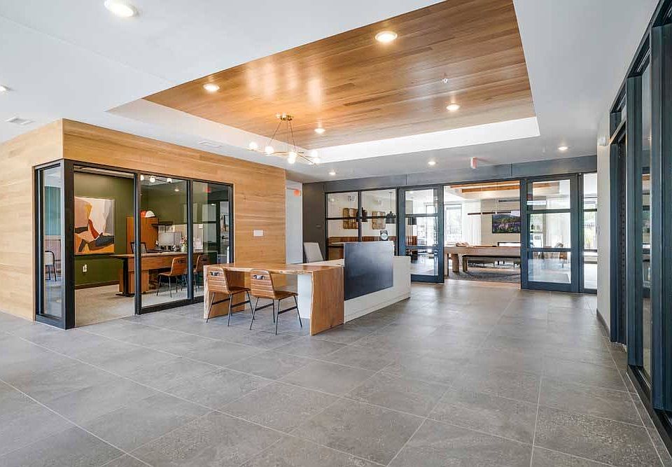 Step into elevated living from the moment you arrive. Our modern lobby sets the tone for comfort, connection, and style at Brynwood at Wilderness Ridge.