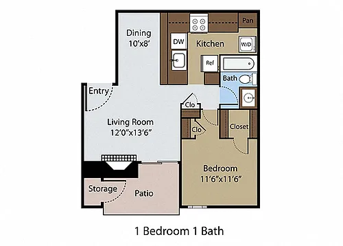 Floor plan 1 BR 1 BA