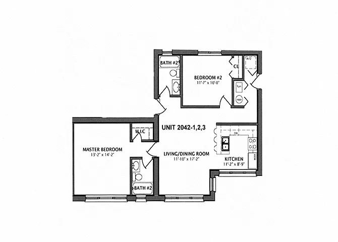 Floor plan 2 Bedroom | 2 Bath (C4)