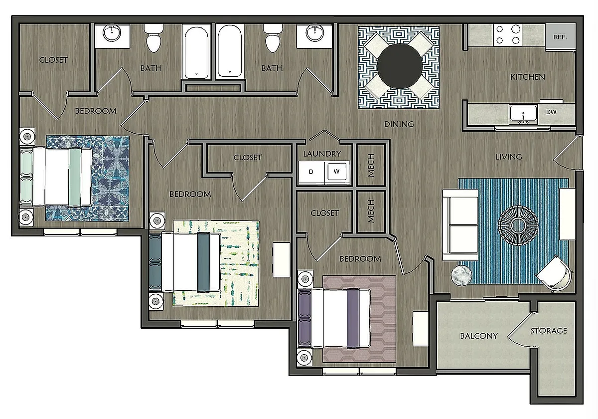 Floor plan The Waterford 3 Bedroom