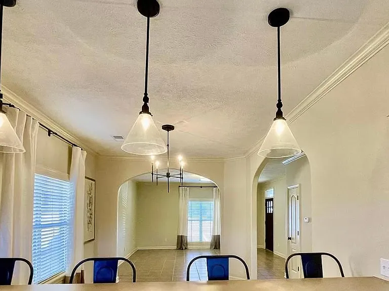 looking into dining room and living room