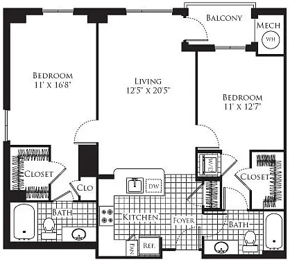 Floor plan 2 Bedroom- 1108