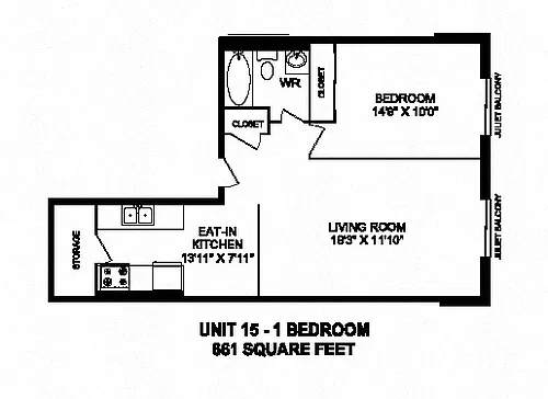 Floor plan 1 Bed 1 Bath I