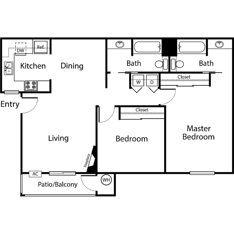 Floor plan 2 Bedroom 2 Bathroom (A)