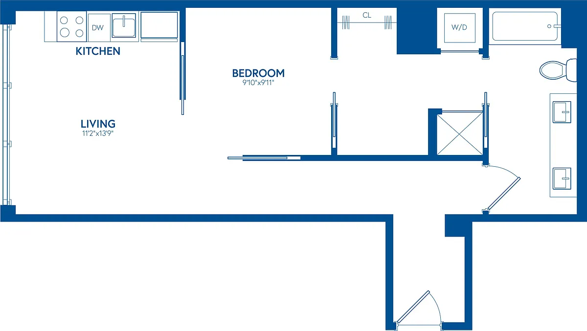 Floor plan 1 Bedroom, 1 Bath - 631