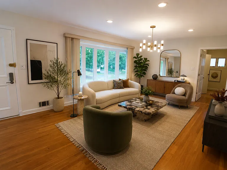 Living room situated front and center when you walk in