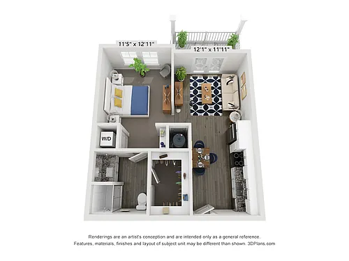 Floor plan 0 Bedroom 1 Bathroom