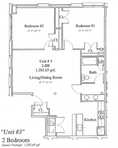 Floor plan 2-Bed/1-Bath