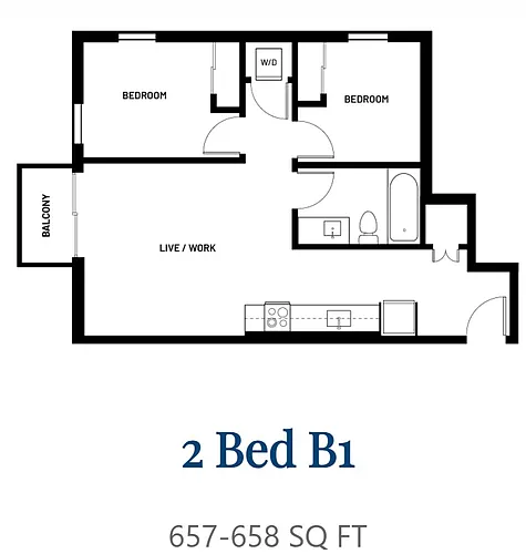 Floor plan 2 Bed B1
