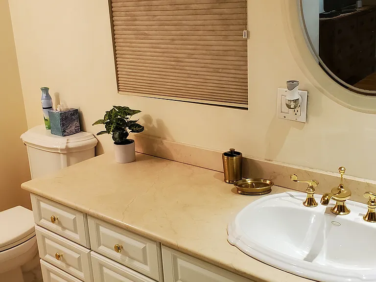 Primary ensuite bathroom with extended vanity