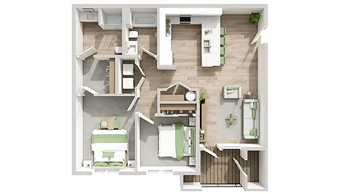 Floor plan 2 Bed 2 Bath