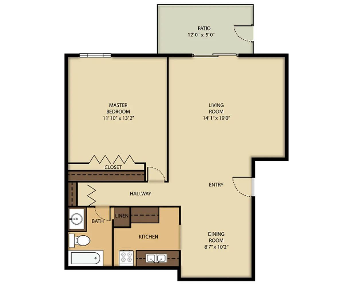 Floor plan 1 Bed 1 Bath