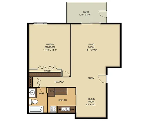 Floor plan 1 Bed 1 Bath