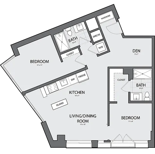 Floor plan 2 Bed/2 Bath-B-2+B