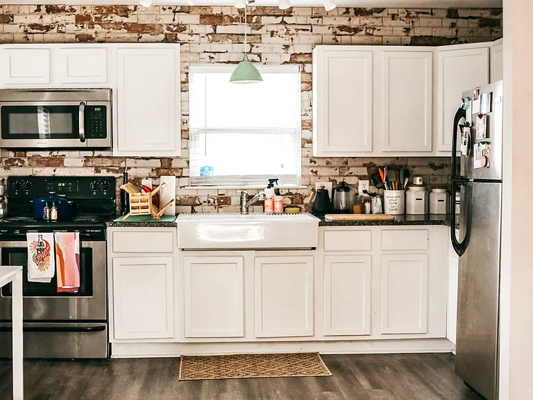 kitchen and eating area