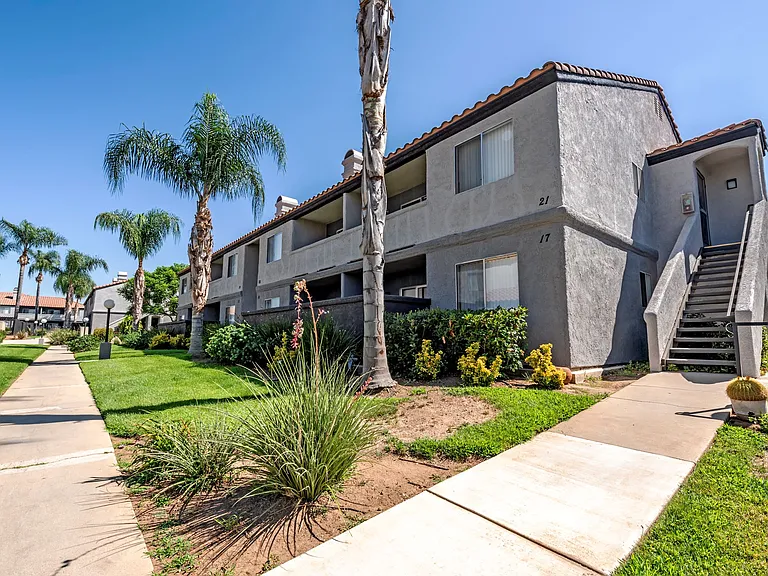 Sedona Apartments in Moreno Valley feature freshly painted exteriors and beautifully manicured lawns for a vibrant, welcoming community.