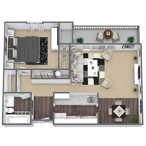 Floor plan A1: 1 Bed 1 Bath