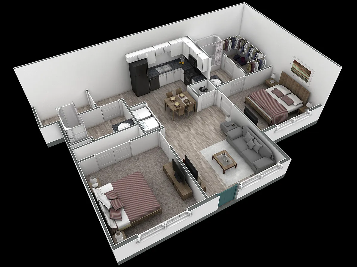 Floor plan 2-2 BR Horizon Courtyard