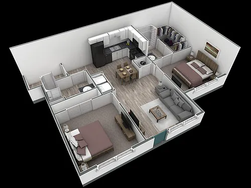 Floor plan 2-2 BR Horizon Courtyard