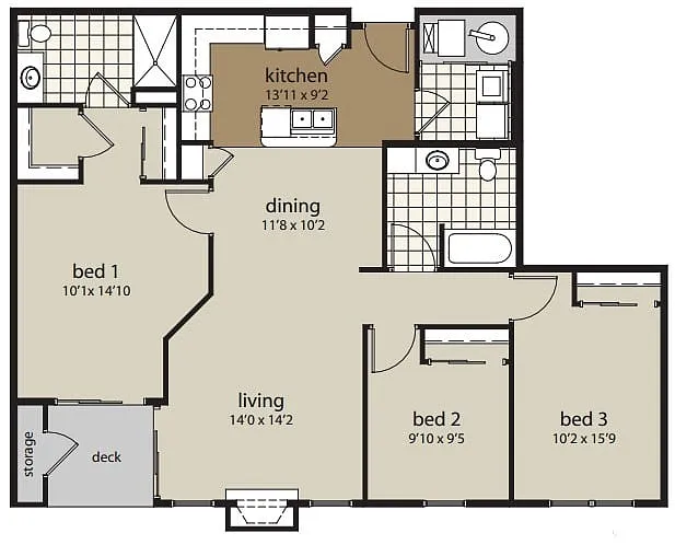 Floor plan 3G 1346 sf