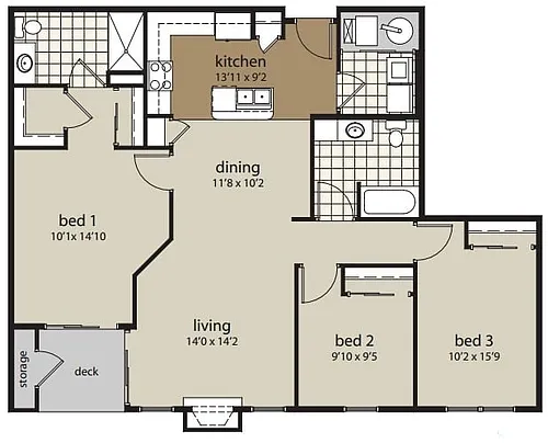 Floor plan 3G 1346 sf