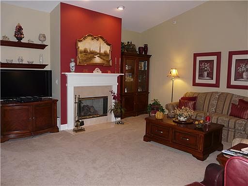 Living Room w Cathedral Ceiling & Gas FP