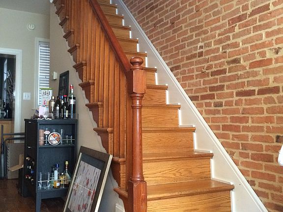 Exposed brick in living area