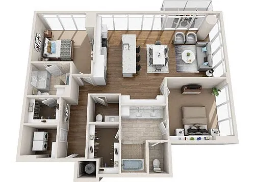 Floor plan 2BR/2.5BA B2I