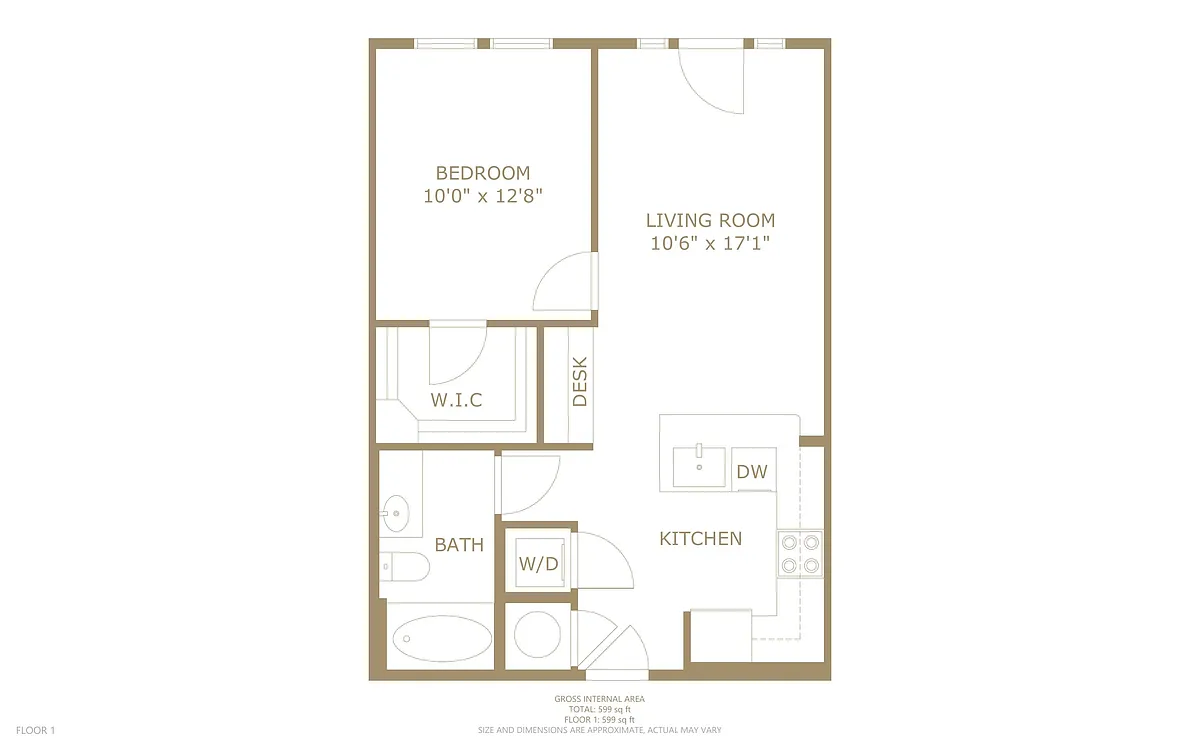 Floor plan 1 bedroom 1 bath