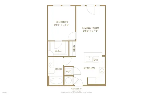 Floor plan 1 bedroom 1 bath