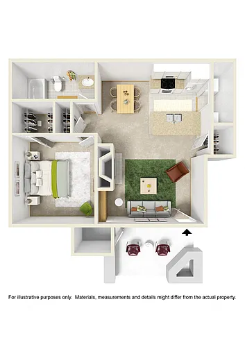 Floor plan 1 Bed 1 Bath