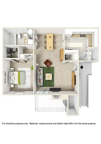 Floor plan 1Bedroom/1Bath
