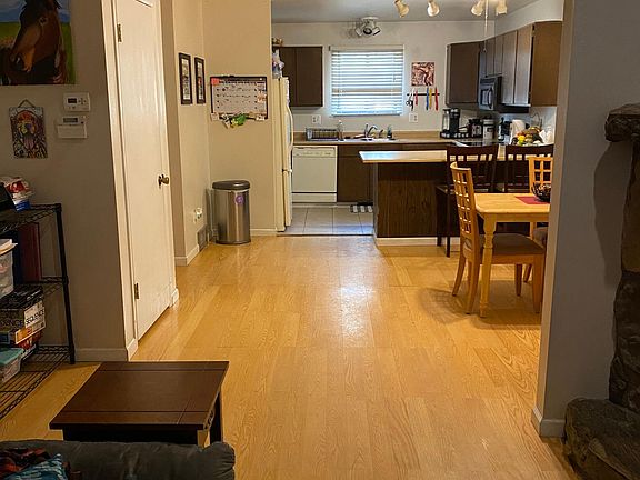 Dining area and kitchen from living area