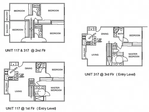 Floor plan Four Bedroom, Three Bath
