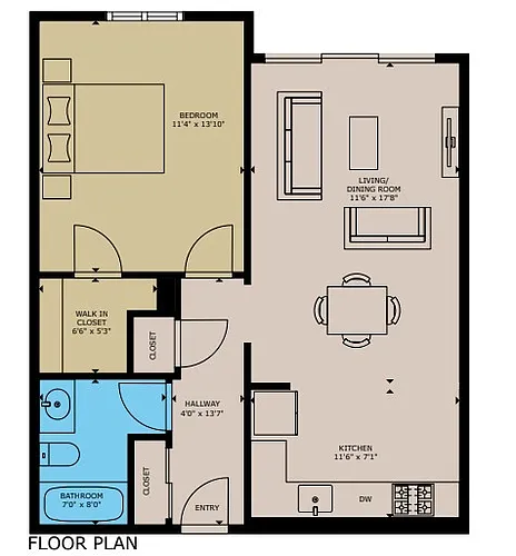 Floor plan 1 Bedroom / 1 Bath