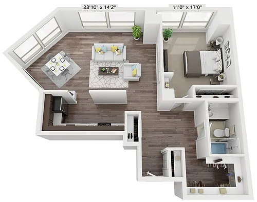 Floor plan ONE BEDROOM NINE