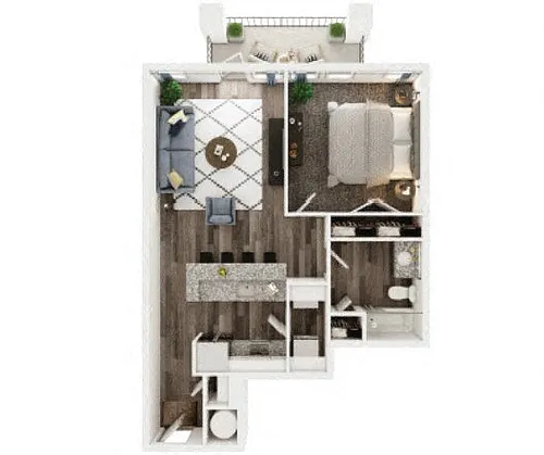Floor plan 1 Bedroom 1 Bathroom E