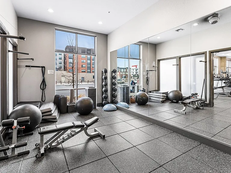 Fully equipped fitness center with cardio and free weights