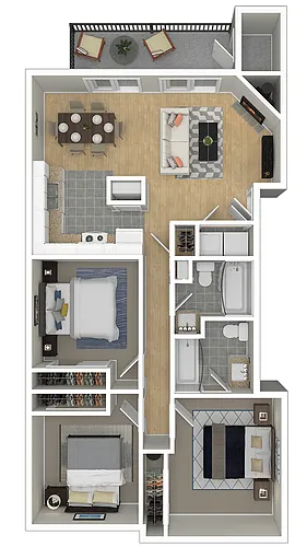 Floor plan 3 Bedroom, 2 Bath