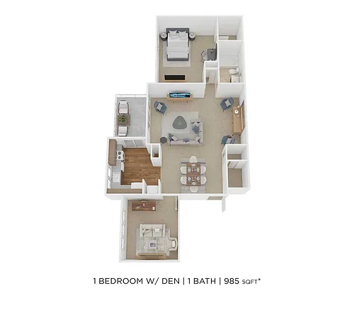 Floor plan One Bedroom - 985 sqft