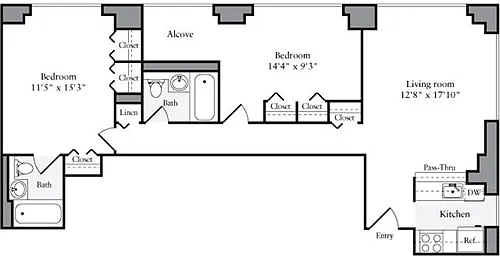 Floor plan 2 Bedroom E