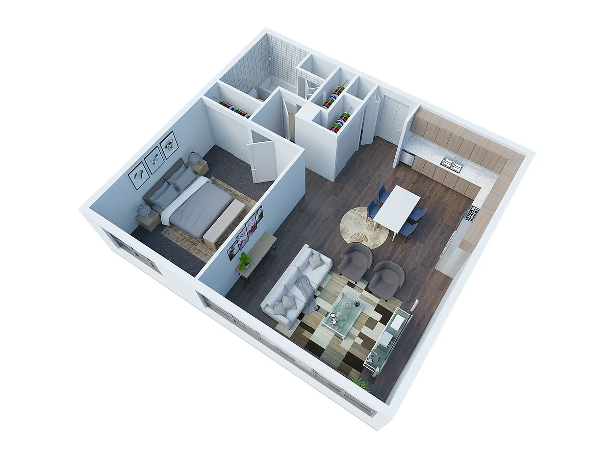 Floor plan One Bedroom A-3