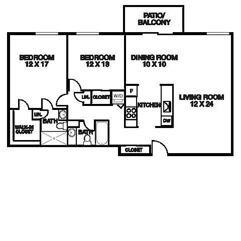 Floor plan Tower 1 | 2 Bed | B2C